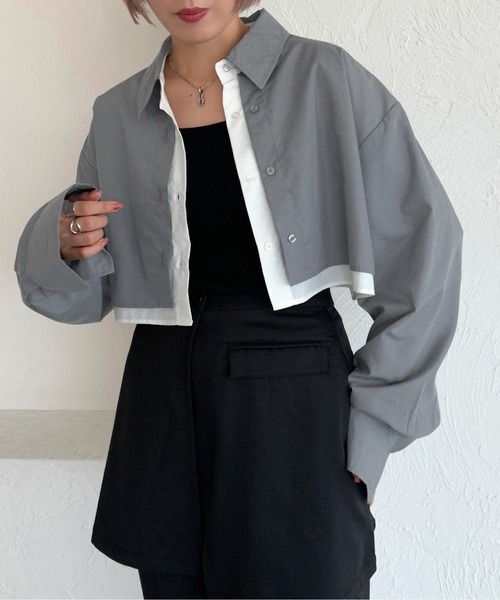 apres jour mignon(アプレジュールミニョン)の「レイヤードシャツ【ZOZOTOWN限定アイテム】(シャツ/ブラウス・レディース・ブルー系その他/ブラック/グレー・フリー/X-LARGE)」の20枚目の写真