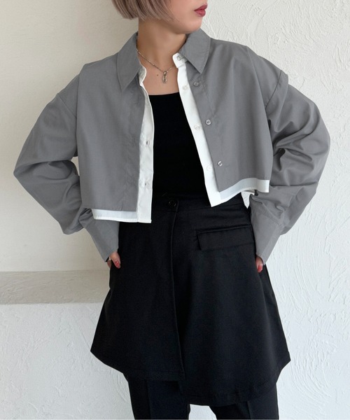 apres jour mignon(アプレジュールミニョン)の「レイヤードシャツ【ZOZOTOWN限定アイテム】(シャツ/ブラウス・レディース・ブルー系その他/ブラック/グレー・フリー/X-LARGE)」の21枚目の写真