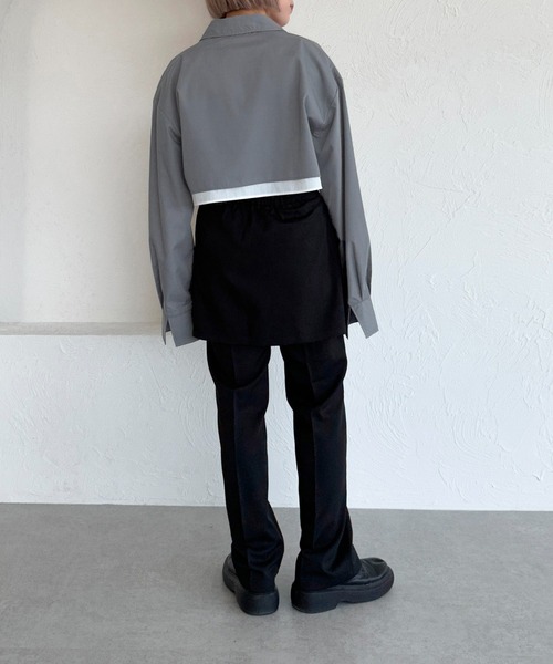 apres jour mignon(アプレジュールミニョン)の「レイヤードシャツ【ZOZOTOWN限定アイテム】(シャツ/ブラウス・レディース・ブルー系その他/ブラック/グレー・フリー/X-LARGE)」の4枚目の写真