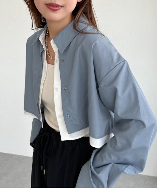 apres jour mignon(アプレジュールミニョン)の「レイヤードシャツ【ZOZOTOWN限定アイテム】(シャツ/ブラウス・レディース・ブルー系その他/ブラック/グレー・フリー/X-LARGE)」の5枚目の写真