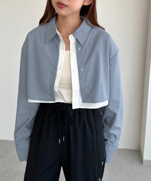 apres jour mignon(アプレジュールミニョン)の「レイヤードシャツ【ZOZOTOWN限定アイテム】(シャツ/ブラウス・レディース・ブルー系その他/ブラック/グレー・フリー/X-LARGE)」の6枚目の写真
