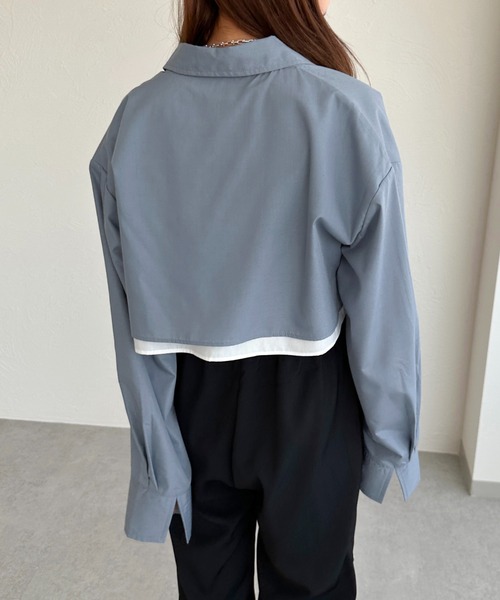 apres jour mignon(アプレジュールミニョン)の「レイヤードシャツ【ZOZOTOWN限定アイテム】(シャツ/ブラウス・レディース・ブルー系その他/ブラック/グレー・フリー/X-LARGE)」の8枚目の写真