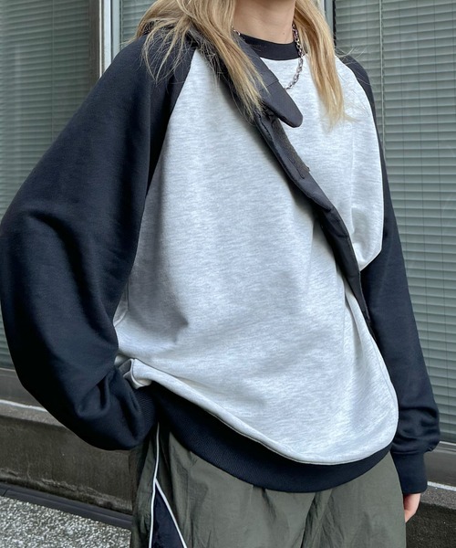 Confirm(コンファーム)の「【限定展開】ラグラン切替 / リブライン ビッグシルエット プルオーバースウェット カットソー ユニセックス 【Confirm】(スウェット・メンズ・チャコールグレー/カーキ/ネイビー/ブルー系その他/グレー系その他/グレー系・L/M)」の11枚目の写真