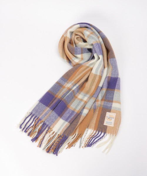 ikka（イッカ）の「抗菌加工マルチチェックマフラー（マフラー・レディース・ブルー/イエロー/レッド/パープル/グリーン/ブラック・FREE）」の4枚目の写真