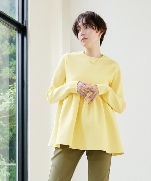 ニット セーター クルーネックボリュームペプラムニット レディース ur's ニット セーター クルーネックボリュームペプラムニット