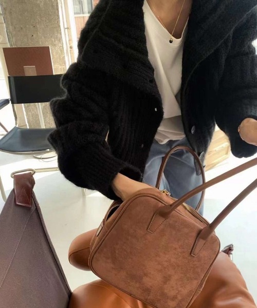 VitaFelice（ヴィータフェリーチェ）の「ハイネック オーバーリブ ボタン付き カーディガン（カーディガン/ボレロ・レディース・グレー/アイボリー/ブラック/ブラウン・FREE）」の6枚目の写真