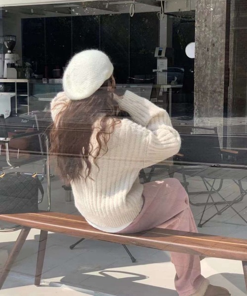 VitaFelice（ヴィータフェリーチェ）の「ハイネック オーバーリブ ボタン付き カーディガン（カーディガン/ボレロ・レディース・グレー/アイボリー/ブラック/ブラウン・FREE）」の12枚目の写真