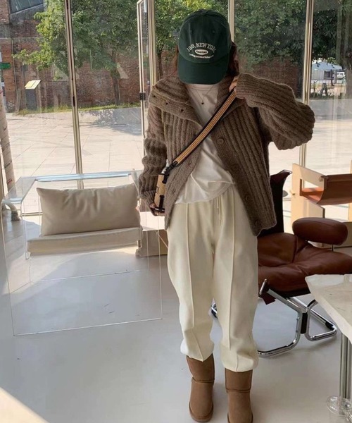 VitaFelice（ヴィータフェリーチェ）の「ハイネック オーバーリブ ボタン付き カーディガン（カーディガン/ボレロ・レディース・グレー/アイボリー/ブラック/ブラウン・FREE）」の15枚目の写真