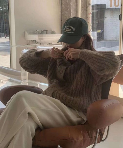 VitaFelice（ヴィータフェリーチェ）の「ハイネック オーバーリブ ボタン付き カーディガン（カーディガン/ボレロ・レディース・グレー/アイボリー/ブラック/ブラウン・FREE）」の16枚目の写真