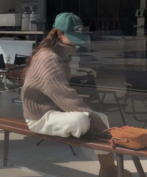 VitaFelice（ヴィータフェリーチェ）の「ハイネック オーバーリブ ボタン付き カーディガン（カーディガン/ボレロ・レディース・グレー/アイボリー/ブラック/ブラウン・FREE）」の18枚目の写真