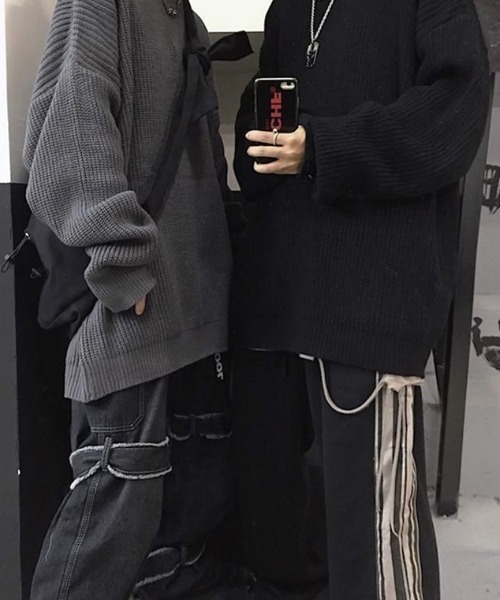 Anchor Smith(アンカー スミス)の「ビッグシルエット畦編みロールネックニット(ニット/セーター・メンズ・ブラック/スミクロ/ブルー・M/L/XL)」の15枚目の写真