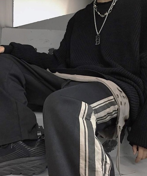 Anchor Smith(アンカー スミス)の「ビッグシルエット畦編みロールネックニット(ニット/セーター・メンズ・ブラック/スミクロ/ブルー・M/L/XL)」の19枚目の写真