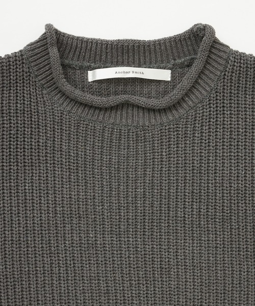Anchor Smith(アンカー スミス)の「ビッグシルエット畦編みロールネックニット(ニット/セーター・メンズ・ブラック/スミクロ/ブルー・M/L/XL)」の8枚目の写真
