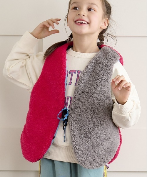 HOGAN RANCH WEAR（ホーガンランチウエア）の「ボアリバーシブルベスト（kids/S～L）（ベスト・キッズ・ピンク/ライトブルー・L/M/S）」の2枚目の写真