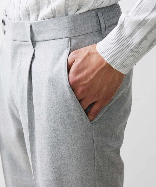 MICHEL KLEIN HOMME (ミッシェルクランオム)の「リラックススラックスパンツ(スラックス・メンズ・ライトグレー/ブラック・MEDIUM/LARGE/X-LARGE)」の7枚目の写真