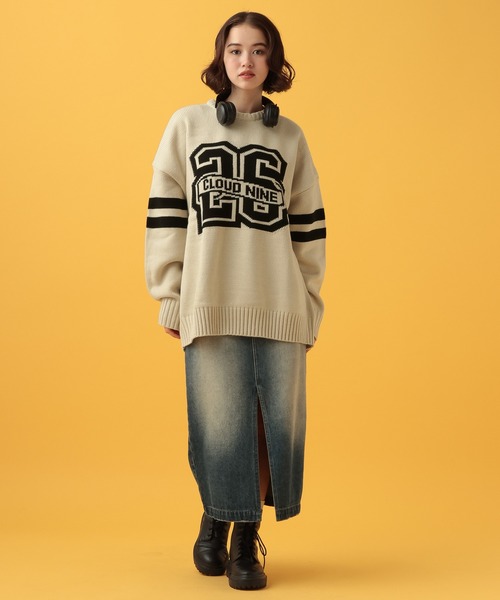 PBLIM（ページボーイリム）の「PAGEBOYLIM/ナンバー26ニット（ニット/セーター・レディース・ブラック/レッド/オフホワイト/ブルー・FREE）」の8枚目の写真