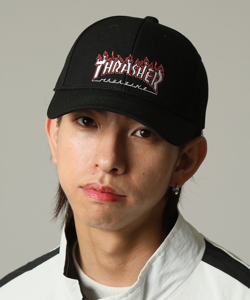 THRASHER(スラッシャー)の「【THRASHER/スラッシャー】 ファイヤーパターンロゴ刺繍 6パネル ベースボールキャップ(キャップ・メンズ・ホワイト/ブラック/グレー・FREE)」の15枚目の写真