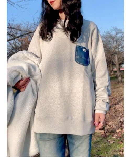 Lee(リー)の「【Lee別注】デニムポケットクルースウェット(スウェット・メンズ・ライトグレー・M/L/XL)」の16枚目の写真
