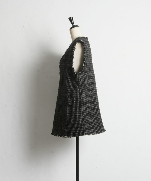 &. NOSTALGIA（アンドドットノスタルジア）の「【ZOZO限定】ラメツイードベスト（ベスト・レディース・ブラック・FREE）」の9枚目の写真