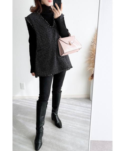 &. NOSTALGIA（アンドドットノスタルジア）の「【ZOZO限定】ラメツイードベスト（ベスト・レディース・ブラック・FREE）」の7枚目の写真