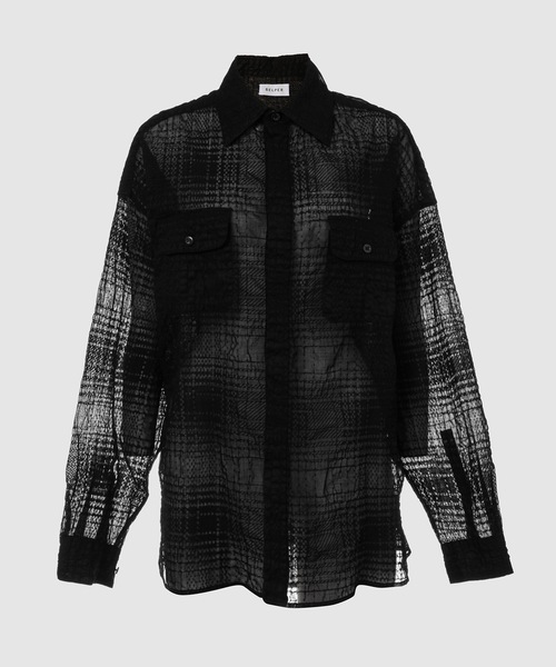 BELPER(ベルパー)の「RIPPLED CHECK SHIKIRT(シャツ/ブラウス・レディース・ブラック/ホワイト・FREE)」の1枚目の写真