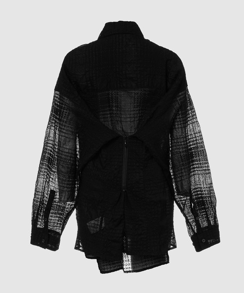BELPER(ベルパー)の「RIPPLED CHECK SHIKIRT(シャツ/ブラウス・レディース・ブラック/ホワイト・FREE)」の3枚目の写真