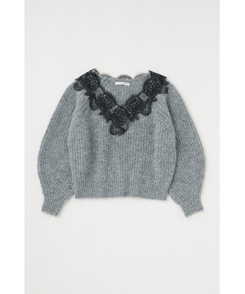 moussy LACE TRIMMED V NECK セーター　F MOUSSY（マウジー）の「LACE TRIMMED V NECK セーター（ニット