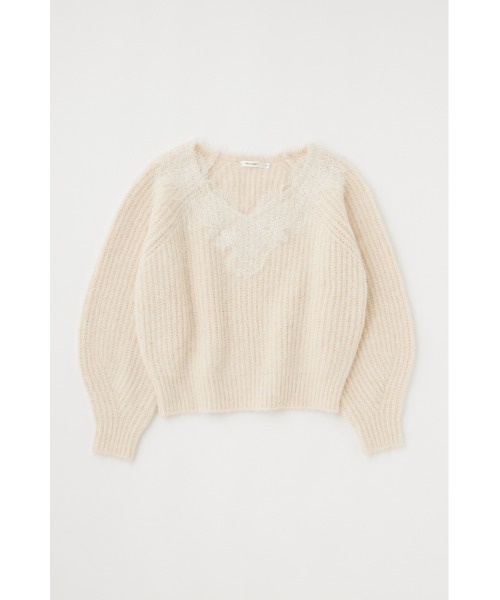 MOUSSY（マウジー）の「LACE TRIMMED V NECK セーター（ニット