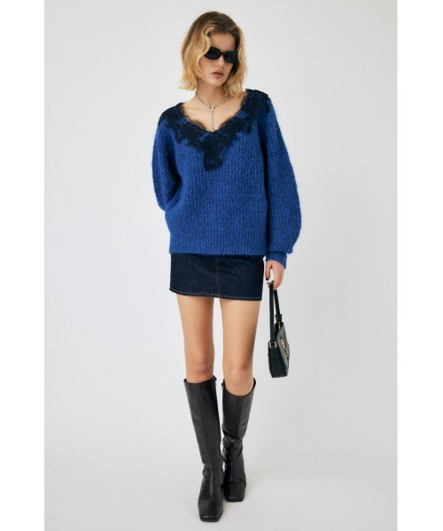 MOUSSY（マウジー）の「LACE TRIMMED V NECK セーター（ニット