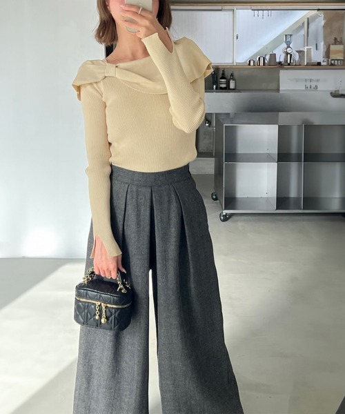 Miniministore（ミニミニストア）の「ビッグリボンニットトップスレディース秋冬（ニット/セーター・レディース・レッド/ライトベージュ/ブラック・フリー）」の22枚目の写真