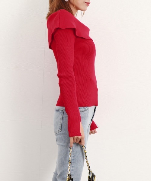 Miniministore（ミニミニストア）の「ビッグリボンニットトップスレディース秋冬（ニット/セーター・レディース・レッド/ライトベージュ/ブラック・フリー）」の14枚目の写真