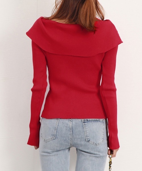Miniministore（ミニミニストア）の「ビッグリボンニットトップスレディース秋冬（ニット/セーター・レディース・レッド/ライトベージュ/ブラック・フリー）」の15枚目の写真