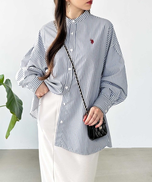 ブラウス シャツ US.POLO ASSN./ユーエスポロアッスン　バンドカラーシャツ レディース U.S. POLO ASSN. ブラウス シャツ US.POLO ASSN./ユーエスポロ