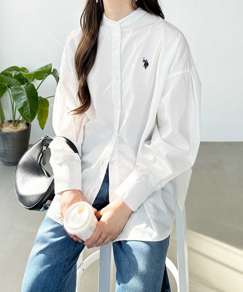 U.S. POLO ASSN.（ユーエスポロアッスン）の「GeeRA別注【U.S. POLO ASSN.】バンドカラーシャツ（シャツ/ブラウス・レディース・オフホワイト/ストライプ・MEDIUM/LARGE）」の4枚目の写真