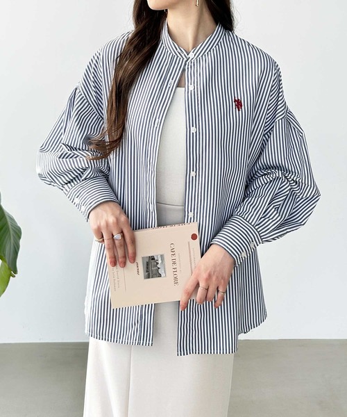 U.S. POLO ASSN.（ユーエスポロアッスン）の「GeeRA別注【U.S. POLO ASSN.】バンドカラーシャツ（シャツ/ブラウス・レディース・オフホワイト/ストライプ・MEDIUM/LARGE）」の11枚目の写真