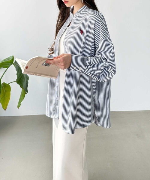 U.S. POLO ASSN.（ユーエスポロアッスン）の「GeeRA別注【U.S. POLO ASSN.】バンドカラーシャツ（シャツ/ブラウス・レディース・オフホワイト/ストライプ・MEDIUM/LARGE）」の12枚目の写真