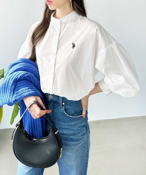 ブラウス シャツ US.POLO ASSN./ユーエスポロアッスン　バンドカラーシャツ レディース U.S. POLO ASSN. ブラウス シャツ US.POLO ASSN./ユーエスポロ