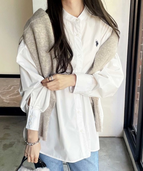 ブラウス シャツ US.POLO ASSN./ユーエスポロアッスン　バンドカラーシャツ レディース U.S. POLO ASSN. ブラウス シャツ US.POLO ASSN./ユーエスポロ