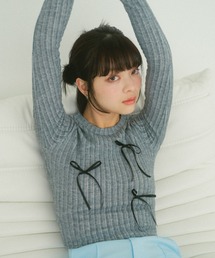 Auntie Rosa | リボンリブトップス(Tシャツ/カットソー)