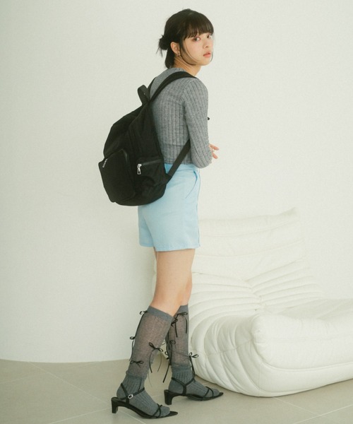 Auntie Rosa（アンティローザ）の「リボンリブトップス（Tシャツ/カットソー・レディース・ピンク/グレー/ブラック/ホワイト・FREE）」の17枚目の写真