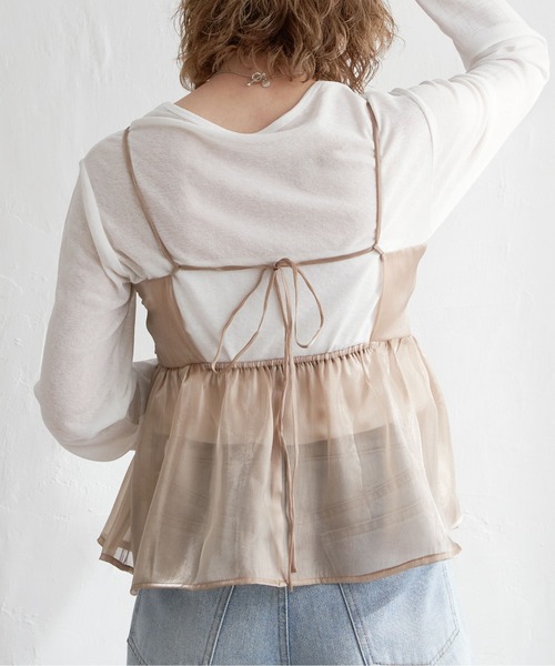 notch.（ノッチ）の「オーガンジーギャザーキャミ（キャミソール・レディース・オフホワイト/ダークグレー/ベージュ・M）」の16枚目の写真