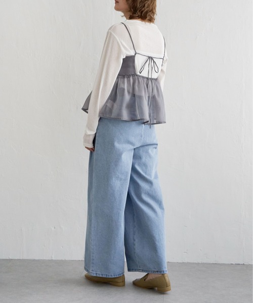 notch.（ノッチ）の「オーガンジーギャザーキャミ（キャミソール・レディース・オフホワイト/ダークグレー/ベージュ・M）」の22枚目の写真