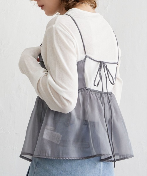 notch.（ノッチ）の「オーガンジーギャザーキャミ（キャミソール・レディース・オフホワイト/ダークグレー/ベージュ・M）」の20枚目の写真