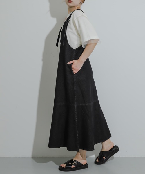 SENSE OF PLACE by URBAN RESEARCH(センスオブプレイスバイアーバンリサーチ)の「デニムジャンパースカート(ジャンパースカート・レディース・ワンウォッシュ/アイボリー/ブラック・ONE/S)」の18枚目の写真