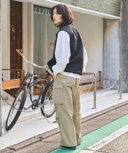 The unormwind（ザアンノームワインド）の「ロゴ刺繍ナイロンワイド裾ドローコードカーゴパンツ（カーゴパンツ・メンズ・サンドベージュ/カーキ/ネイビー/ブラック・S/M/L/XL）」の20枚目の写真