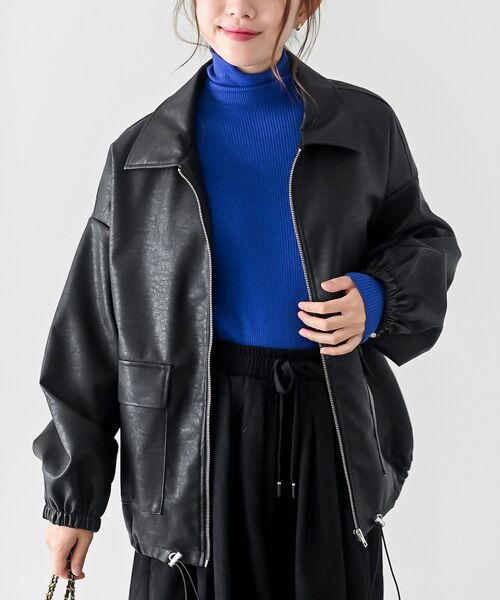 レザードロストZIPブルゾン LOWRYS FARM ブルゾン アウター レザードロストZIPブルゾン