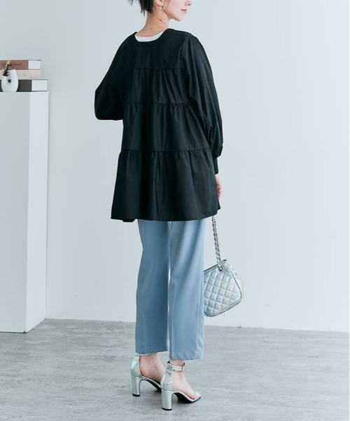 kirakiraShop（キラキラショップ）の「3way バック ティアード チュニック ブラウス（シャツ/ブラウス・レディース・ライトブルー/ブラック/ベージュ/オフホワイト/ネイビー・L/M）」の18枚目の写真