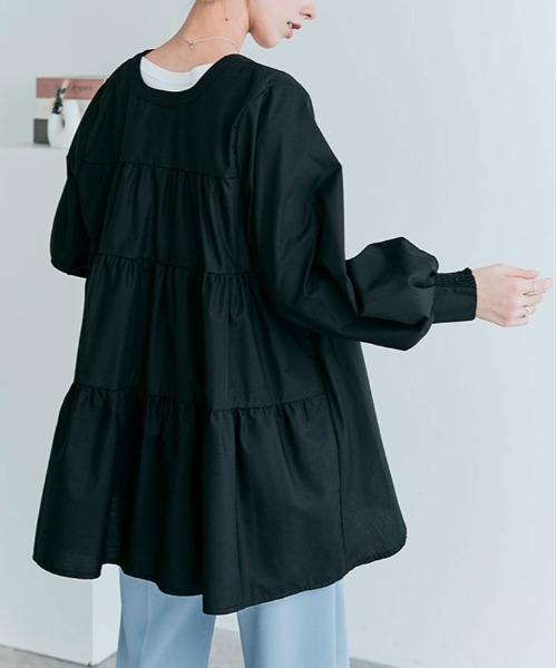 kirakiraShop（キラキラショップ）の「3way バック ティアード チュニック ブラウス（シャツ/ブラウス・レディース・ライトブルー/ブラック/ベージュ/オフホワイト/ネイビー・L/M）」の19枚目の写真