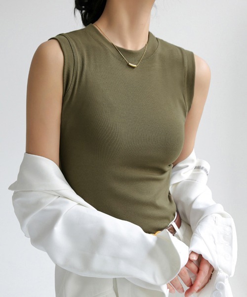 Miniministore(ミニミニストア)の「ノースリーブ Tシャツ タンクトップ 夏(タンクトップ・レディース・ブラック/ダークブラウン/グリーン/カーキ/チャコールグレー/グレー/ホワイト・L/M)」の1枚目の写真