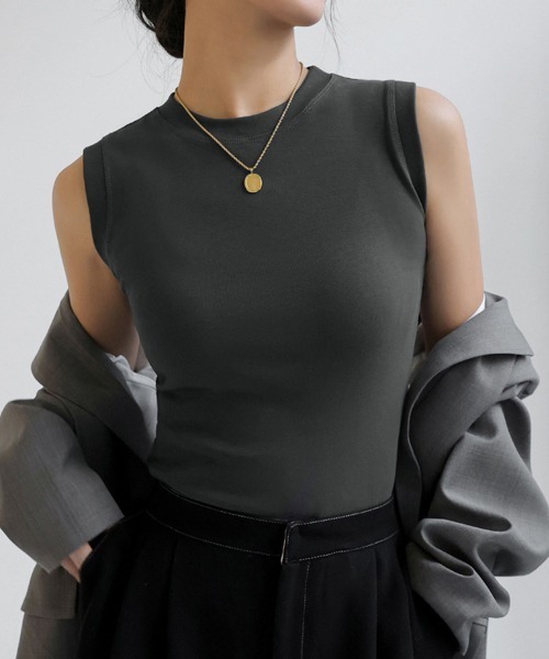 Miniministore(ミニミニストア)の「ノースリーブ Tシャツ タンクトップ 夏(タンクトップ・レディース・ブラック/ダークブラウン/グリーン/カーキ/チャコールグレー/グレー/ホワイト・L/M)」の5枚目の写真